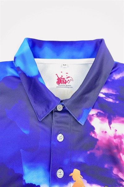 Order online custom-made long-sleeved men's polo shirts, personal design jumping competitions, bullfighting competitions, full-piece printing, dye-sublimation specialty store, three buttons P1431 back view